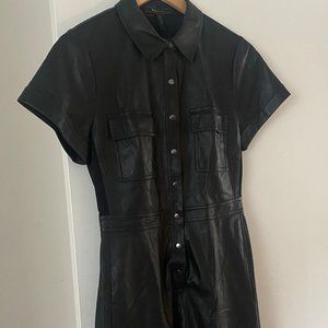 BCBG faux leather midi dress